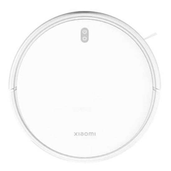 White Xiaomi robot vacuum cleaner, round with buttons on top.