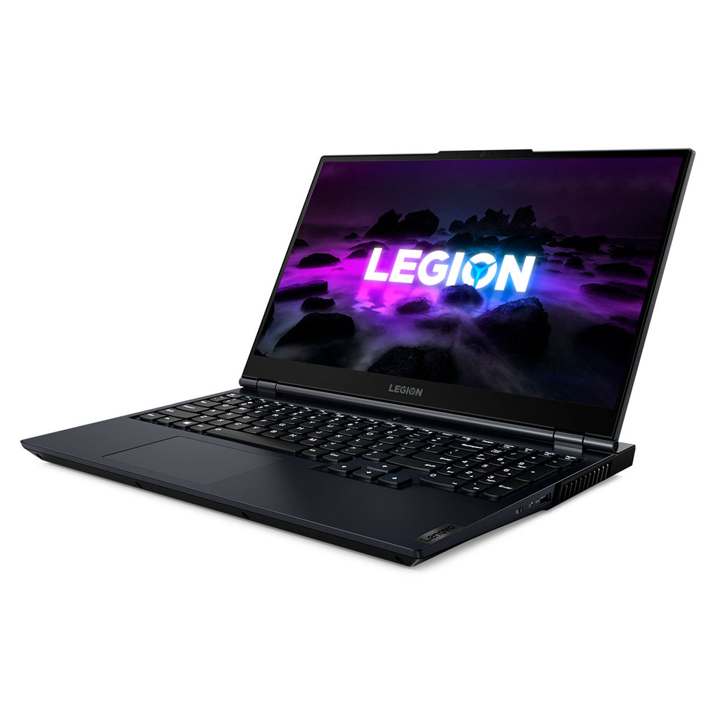Portátil Lenovo Legion 5 preto 15.6 polegadas com ecrã e teclado iluminados.