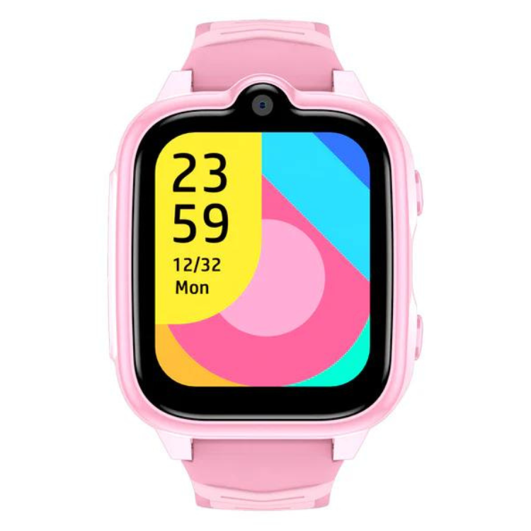 Smartwatch Blackview Z10 Kids rosa com ecrã colorido e mostrador das 23h59.
