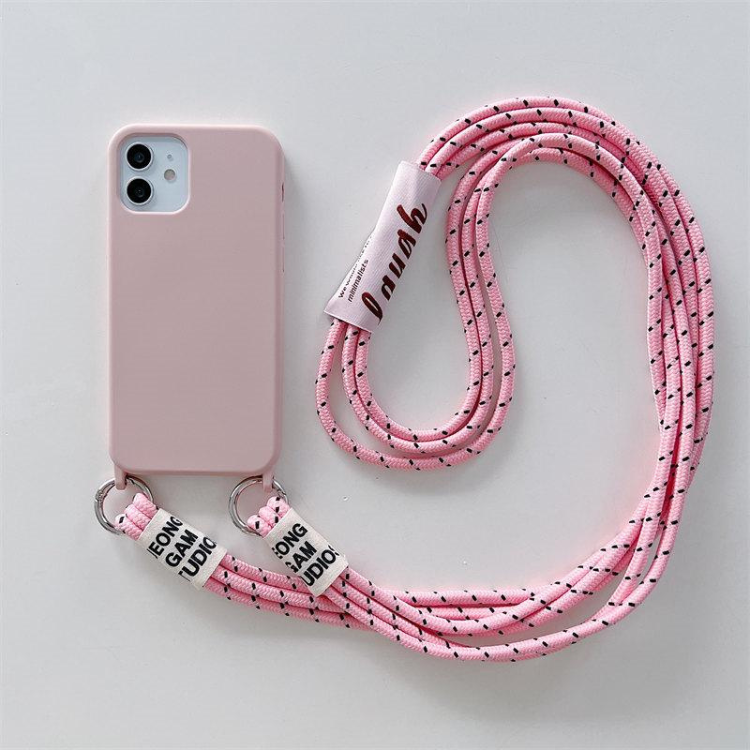 Rixus iPhone 15 TPU-Hülle Rosa mit Kordel