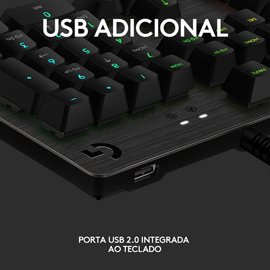 Teclado Mecânico Logitech G512 Carbon RGB GX Brown Switches