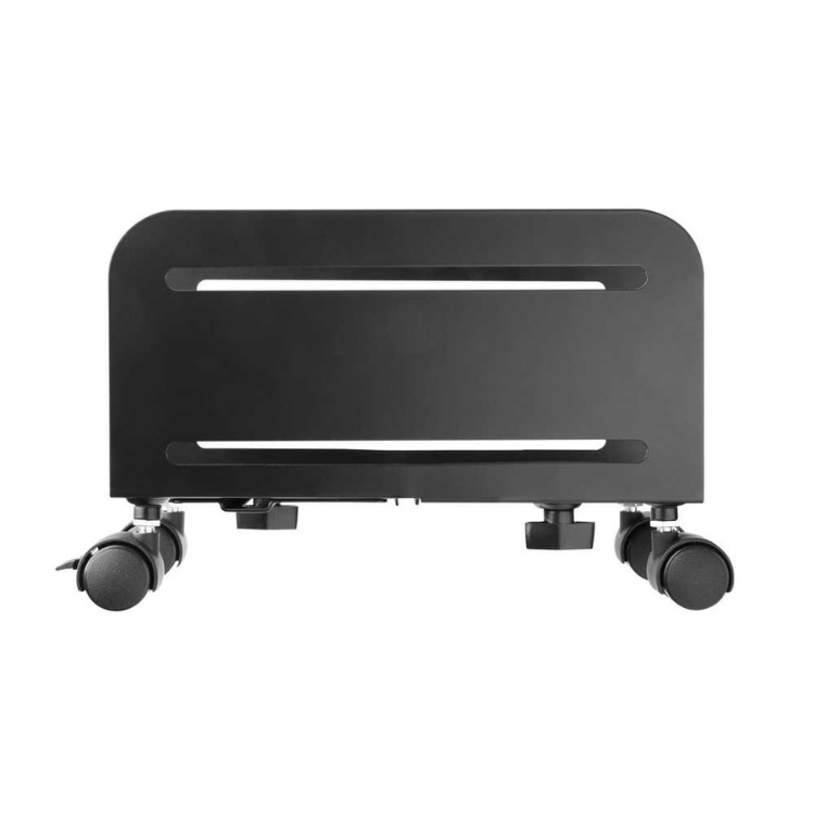 Black mobile CPU stand with wheels, NapoFix MPM002, for desktop organization.