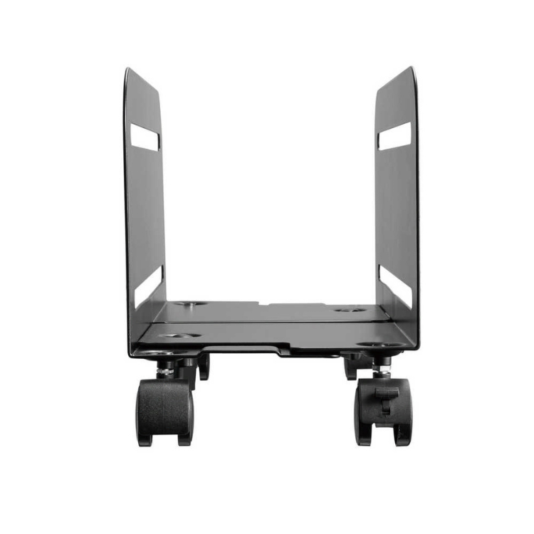 Black mobile CPU stand with wheels, NapoFix MPM002, for desktop organization.