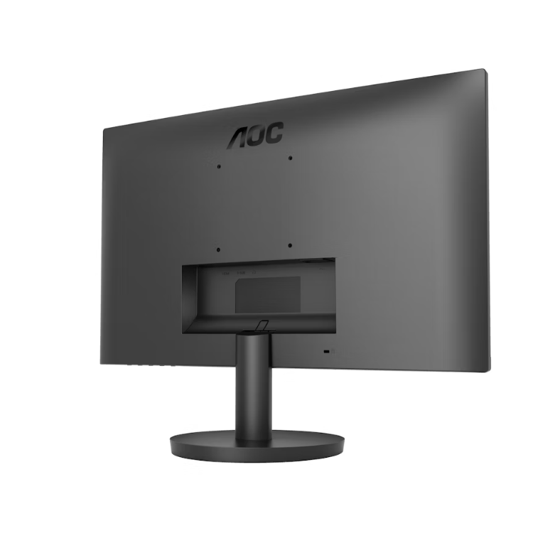 Monitor AOC 27B3HA2 preto com suporte, visto por trás.