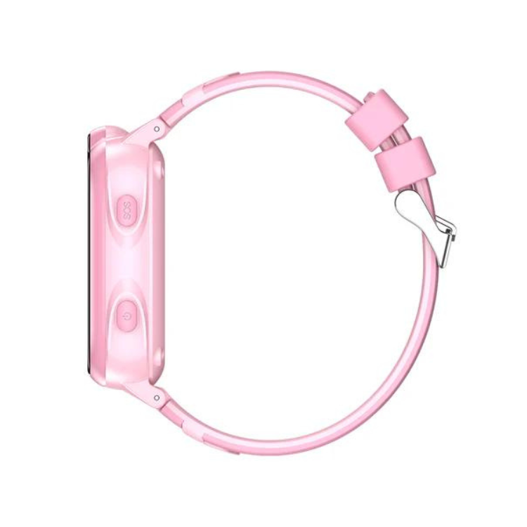 Smartwatch Blackview Z10 Kids rosa com pulseira ajustável e botão de segurança.