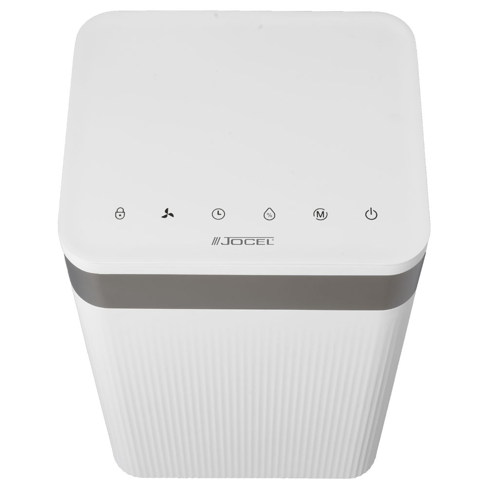 Painel de controlo frontal do desumidificador Jocel 12 L/Dia Wi‑Fi.