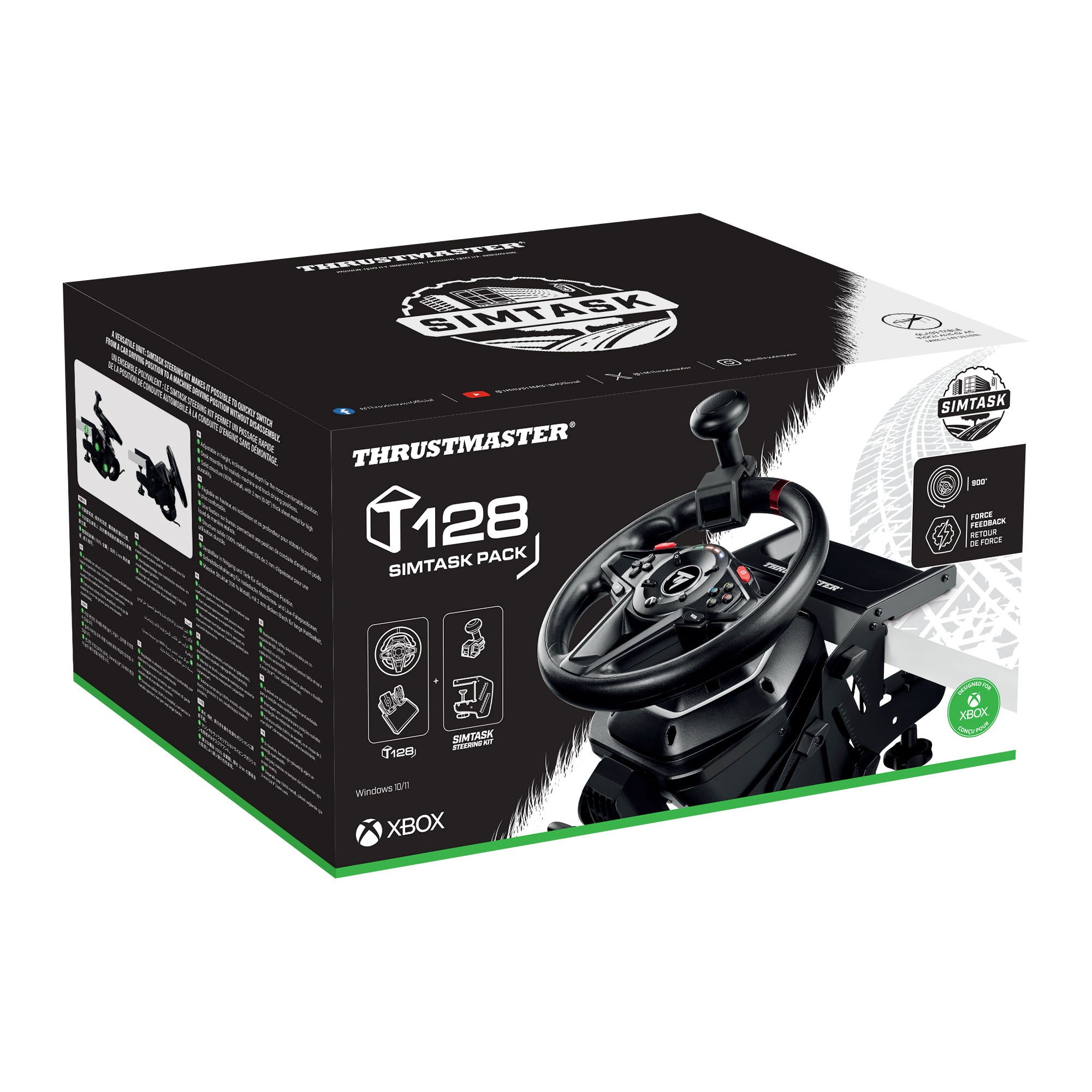 Thrustmaster T128 SimTask Pack, black steering wheel box for PC/Xbox.