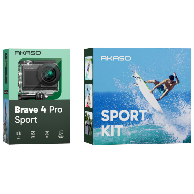 Action-Cam Akaso Brave 4 Pro Sport-Set Schwarz