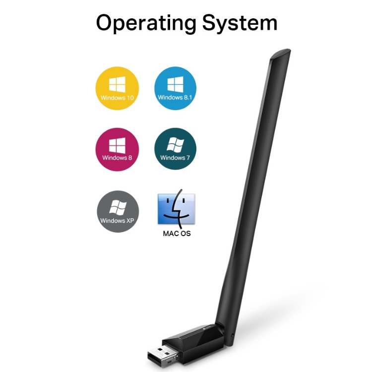 Adaptador USB TP-Link Archer AC600 Dual-Band T2U Plus 600 Mbps Wi-Fi Preto