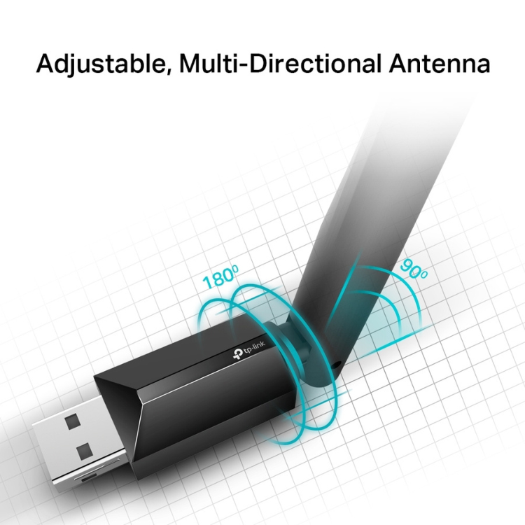 Adaptador USB TP-Link Archer AC600 Dual-Band T2U Plus 600 Mbps Wi-Fi Preto