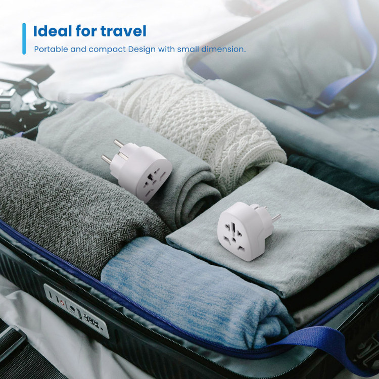 Adaptador de Viagem Ewent UK/USA/AUS para Europa Branco