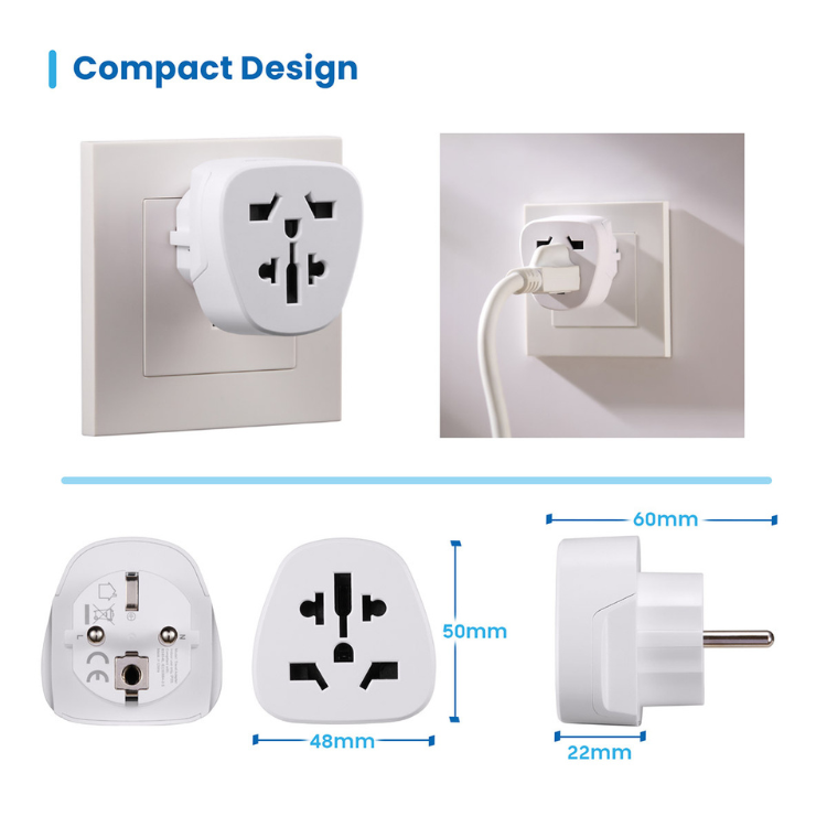 Adaptador de Viagem Ewent UK/USA/AUS para Europa Branco