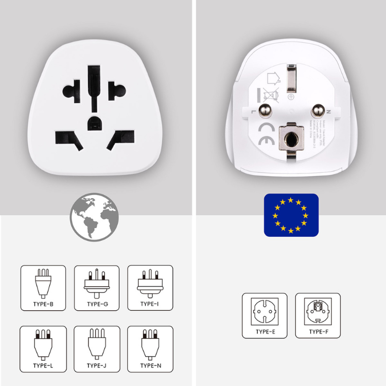 Adaptador de Viagem Ewent UK/USA/AUS para Europa Branco