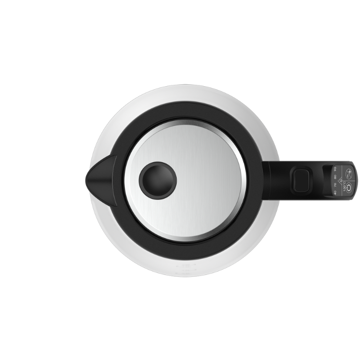 Aeno EK1S electric kettle, black, 1.7L, 2200W, Wi-Fi, top view.