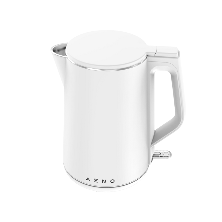 White AENO electric kettle, 1.5L, 2200W, with handle and lid.