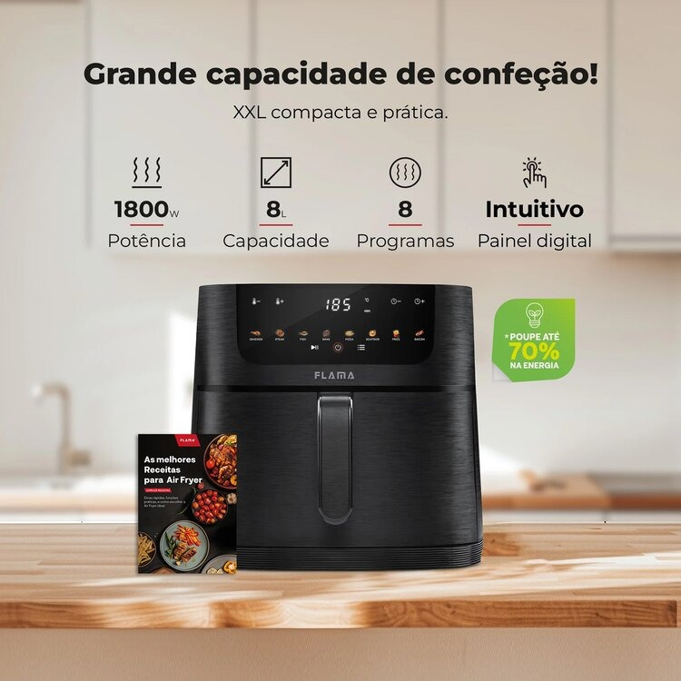 Airfryer Flama 1800W 8L 648FL Black