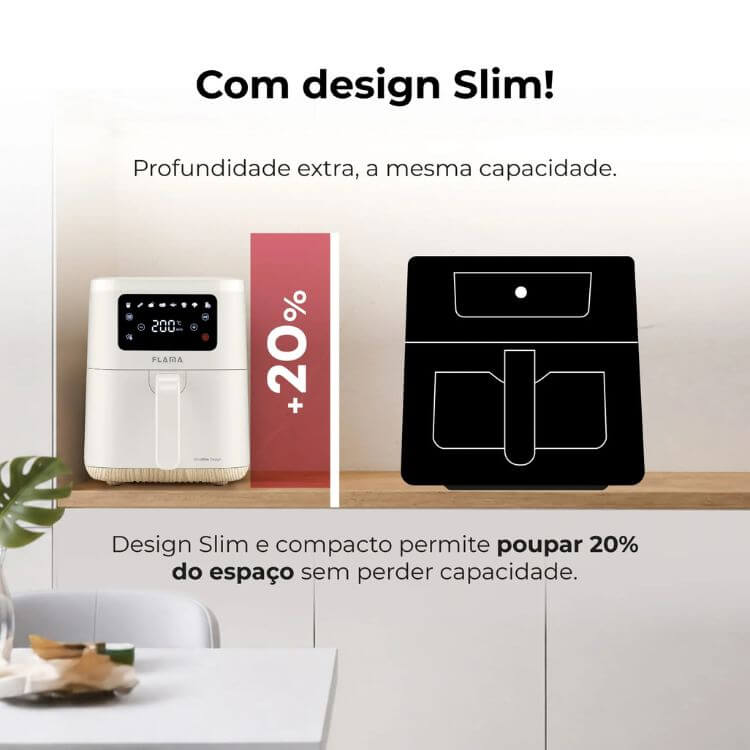 Fritadeira Flama Airfryer Slim Pearl 651FL 6L Branco