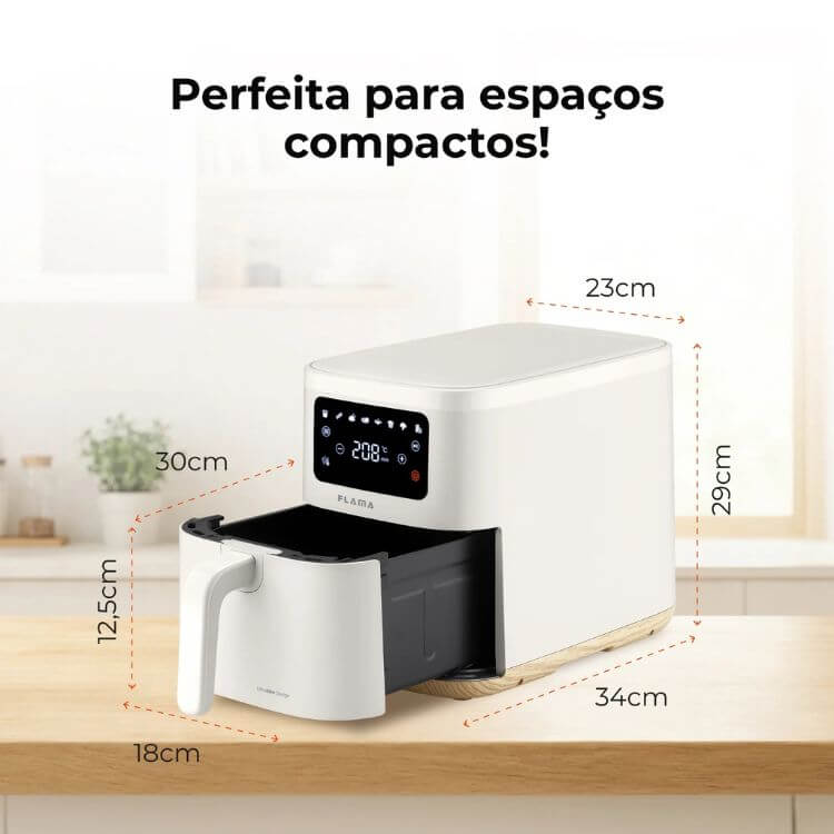 Fritadeira Flama Airfryer Slim Pearl 651FL 6L Branco