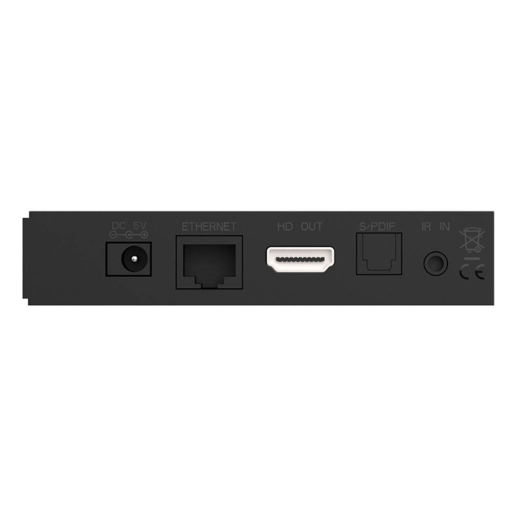 Black Amiko A11 Gold IPTV box rear panel with ports.