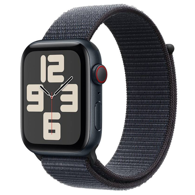 Smartwatch Apple Watch SE GPS + Cellular 40mm preto com bracelete desportiva loop.