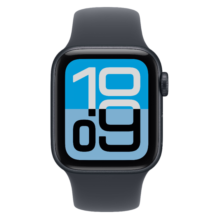 Smartwatch Apple Watch SE 3 GPS 40mm Alumínio Preto com bracelete desportiva preta.