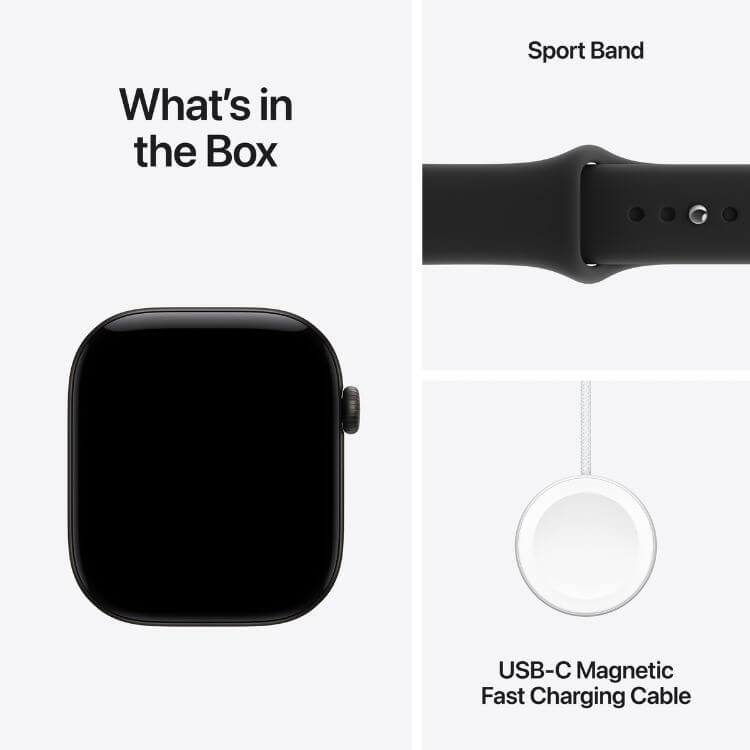 Apple Watch Series 12 GPS 42mm Alumínio Preto c/ Bracelete Desportiva Preto - S/M
