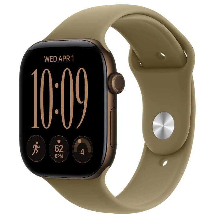 Apple Watch Series 12 GPS 46mm Bronze Escuro c/ Bracelete Desportiva Verde-Azeitona - M/L