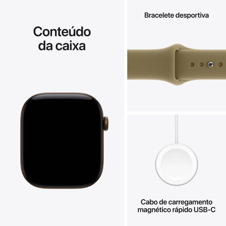 Apple Watch Series 12 GPS 46mm Bronze Escuro c/ Bracelete Desportiva Verde-Azeitona - M/L