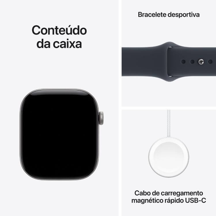 Apple Watch Series 12 GPS 46mm Alumínio Cinzento c/ Bracelete Desportiva Azul - M/L