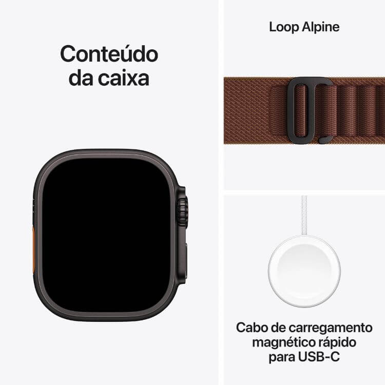 Apple Watch Ultra 4 GPS + Cellular 49mm Titânio Preto c/ Bracelete Loop Alpine Bordô - M