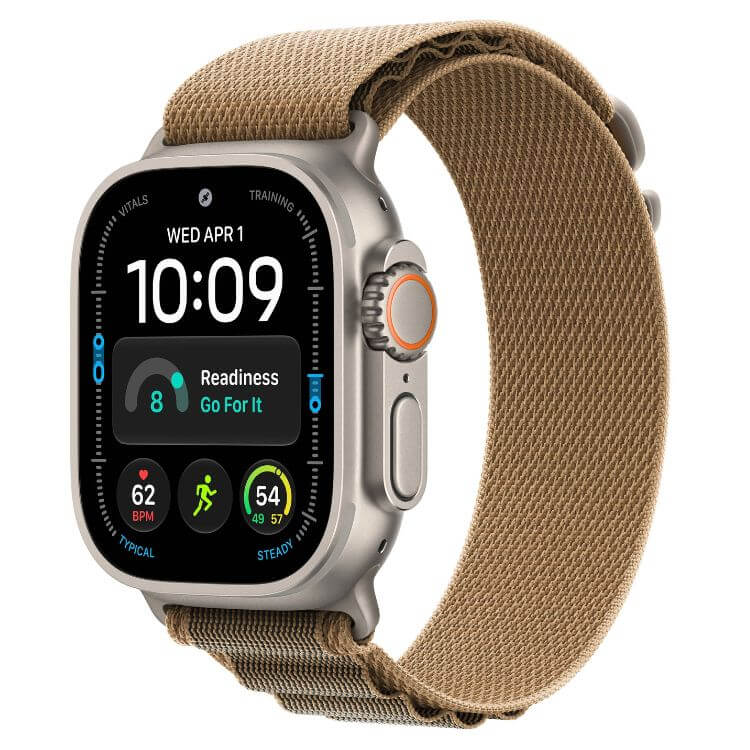 Apple Watch Ultra 4 GPS + Cellular 49mm Titânio Natural c/ Bracelete Loop Alpine Deserto - M
