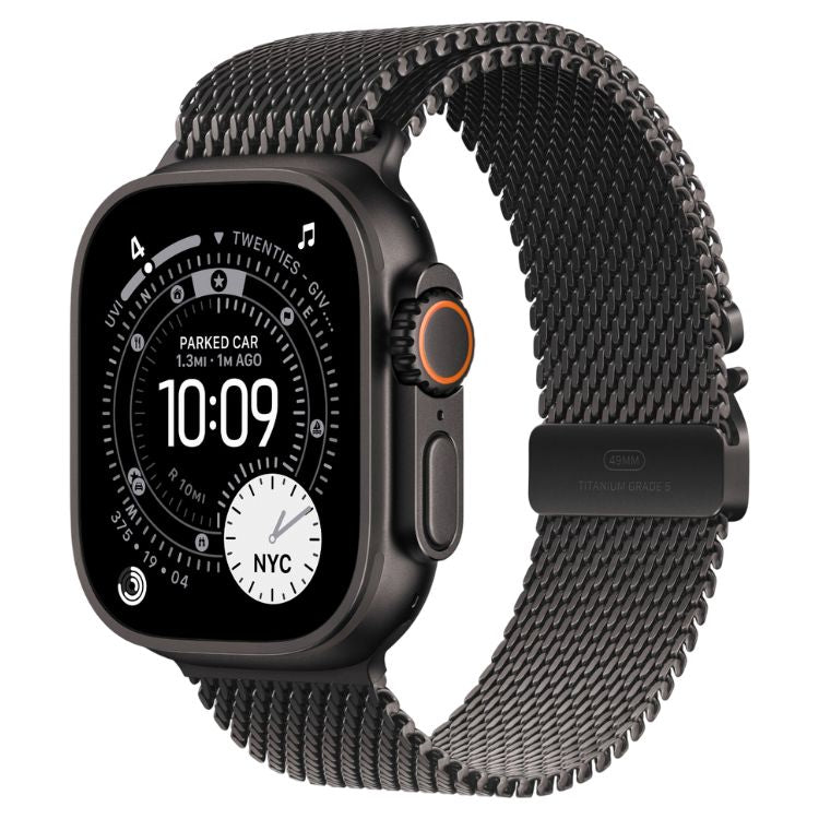 Apple Watch Ultra 3 GPS + Cellular 49mm Titânio Preto c/ Bracelete Loop Milanesa Titânio - S