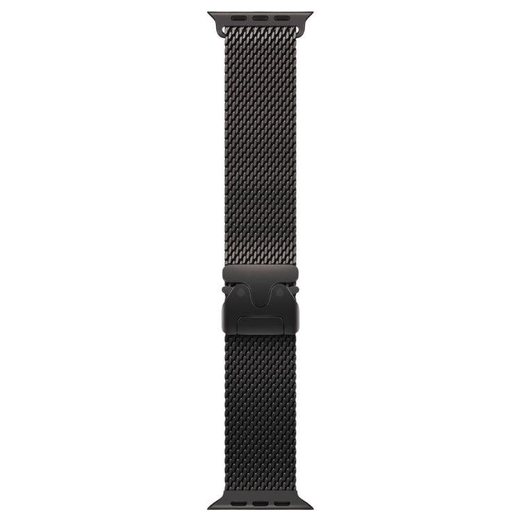 Smartwatch Apple Watch Ultra 3 GPS + Cellular 49mm Titangehäuse mit Titangehäuse, schwarzem Lederarmband mit Milanaise-Armband – S