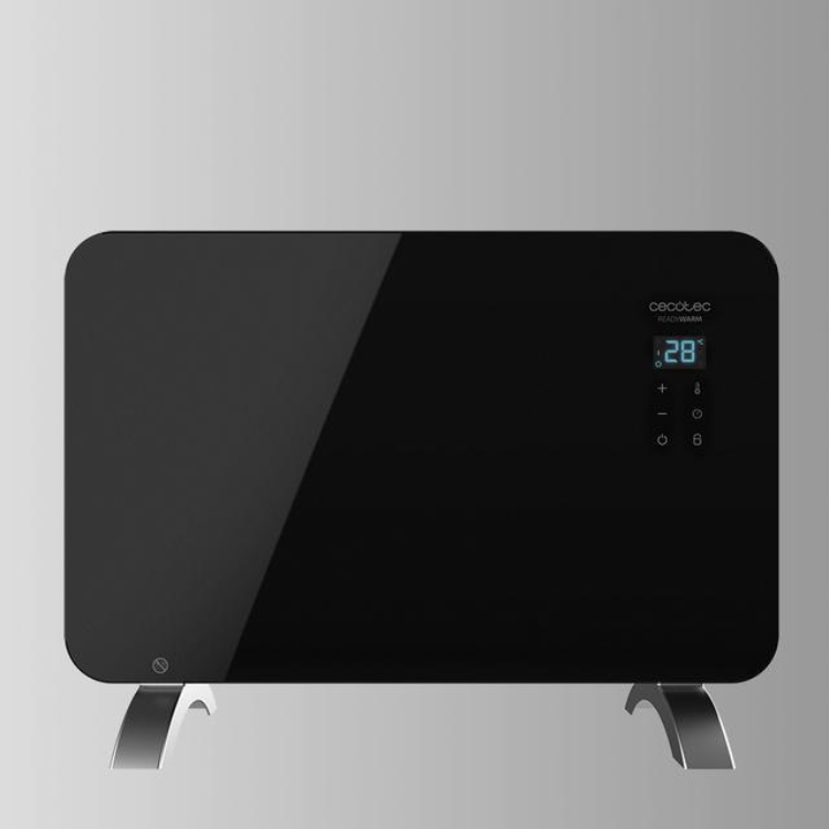 Aquecedor convector Cecotec Ready Warm 6670 Crystal preto com painel digital e 1000W.