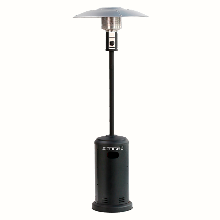 Black Jocel patio heater, silver top, 8800W.