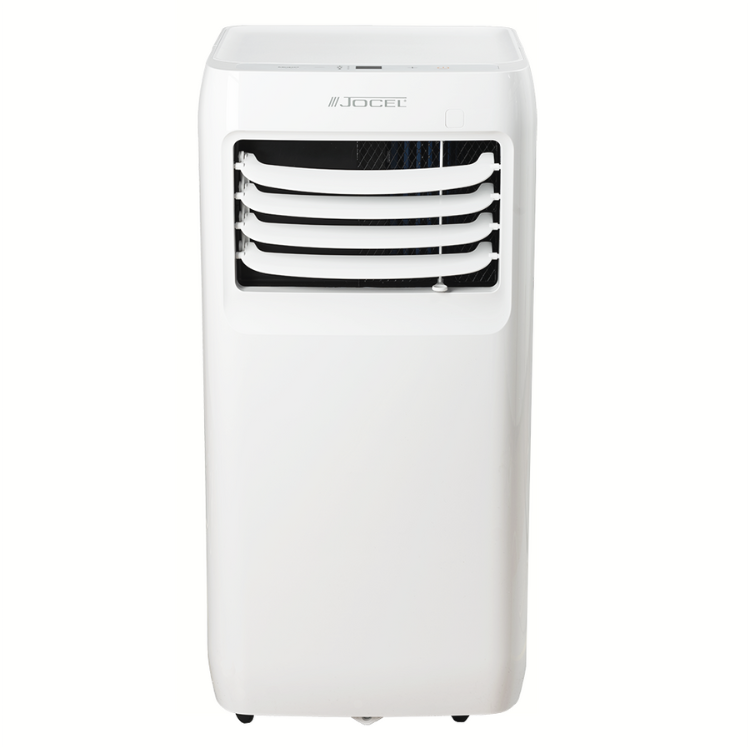 Jocel portable air conditioner, white, 3 horizontal vents, Jocel logo on top.