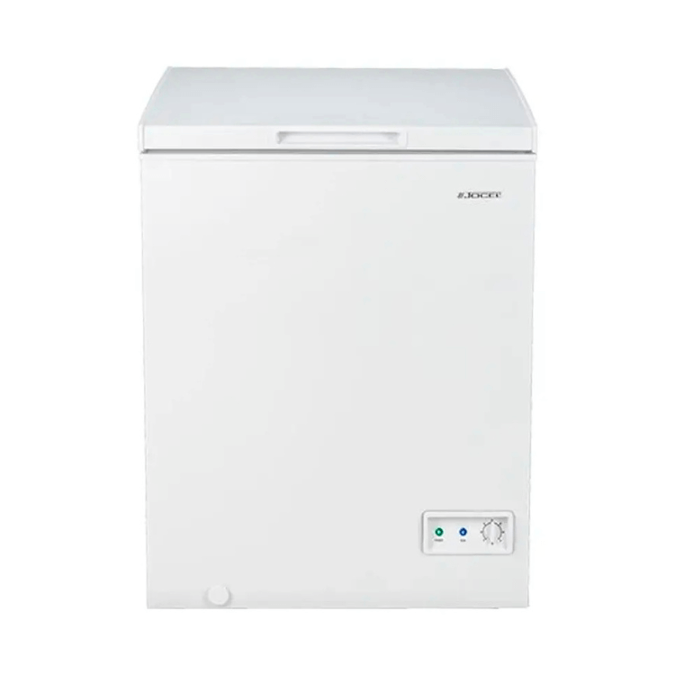 White Jocel horizontal freezer, 98L, with control panel and handle.