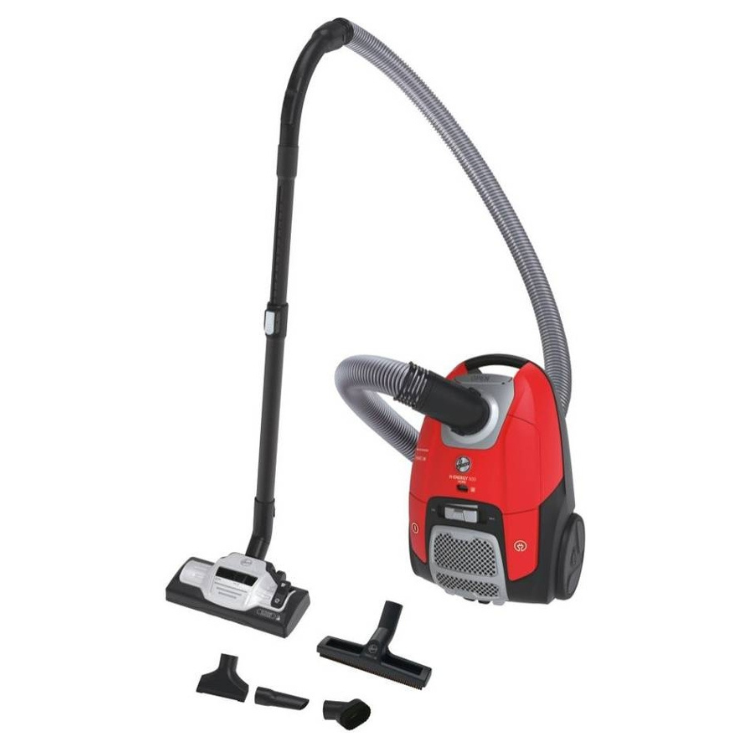 Aspirador Hoover H-Energy 500 vermelho com saco e acessórios.
