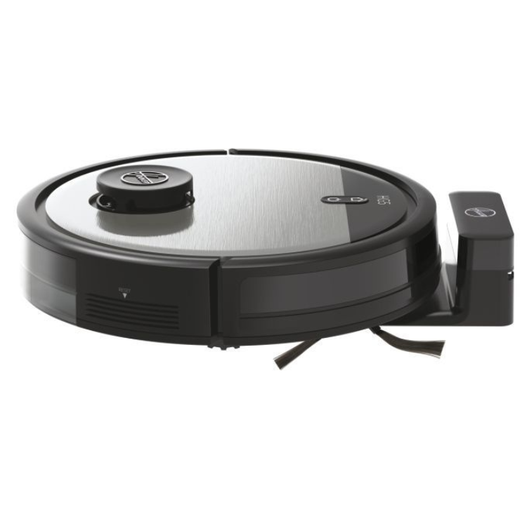 Black Hoover HG510D 011 robot vacuum cleaner with charging dock.