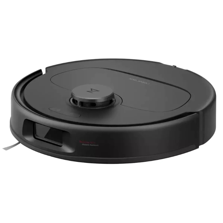 Aspirador robot Roborock QR 598 preto com base de carregamento, para limpeza completa numa só passagem.