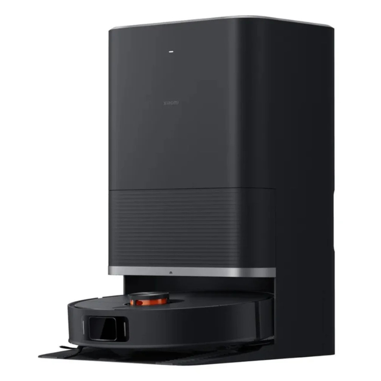 Aspirador robot Xiaomi Vacuum X20 Max preto com base de carregamento.
