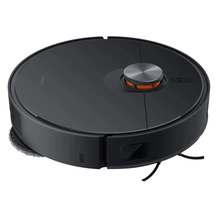 Aspirador robot Xiaomi Vacuum X20 Max preto com controle central e luzes laranja.