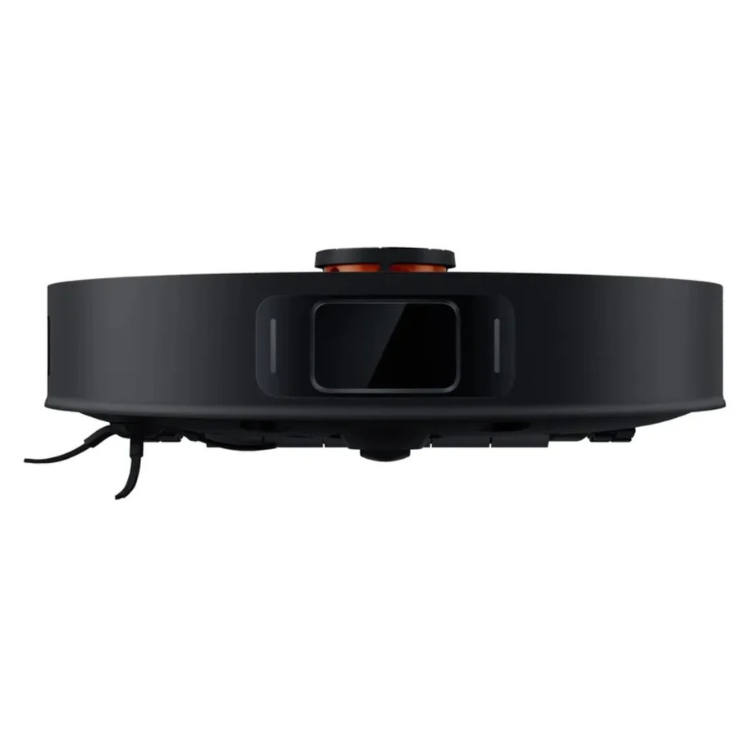Aspirador robot Xiaomi Vacuum X20 Max preto com ecrã e sensores.