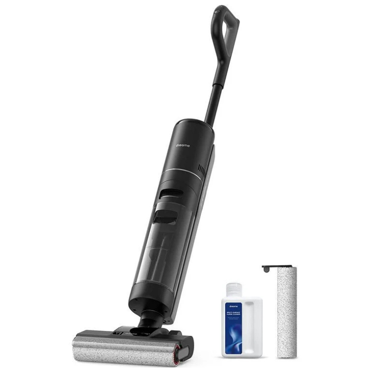 Black Dreame H12 Pro wet dry vacuum cleaner with accessories.