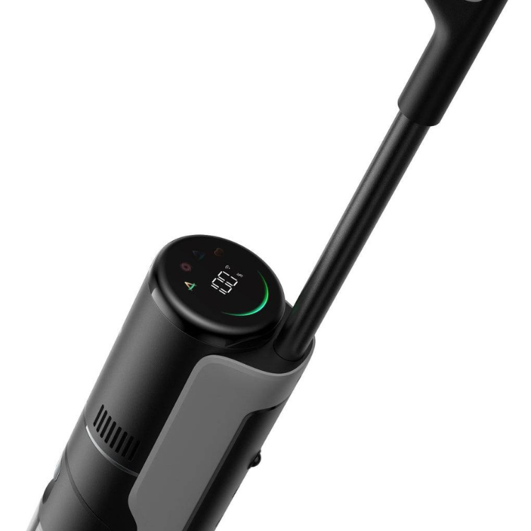 Black Dreame H15 Pro wet and dry vacuum handle with digital display.