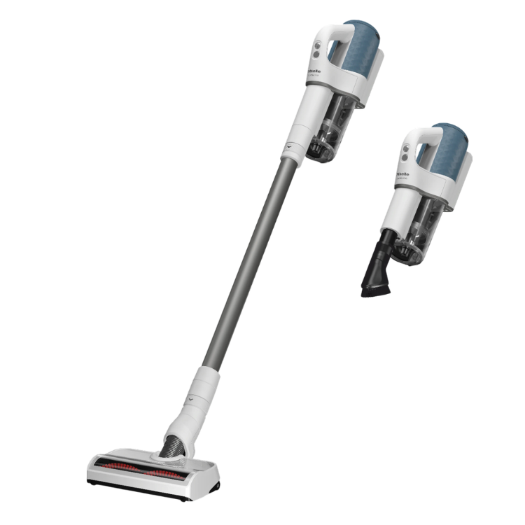 Aspirador vertical Miele Duoflex HX1 Azul, com cabo destacável e bocal removível.