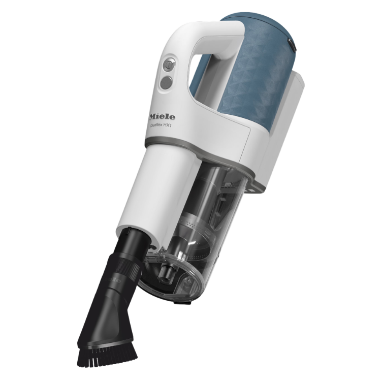 Aspirador vertical Miele Duoflex HX1 azul, com cabo e bocal.