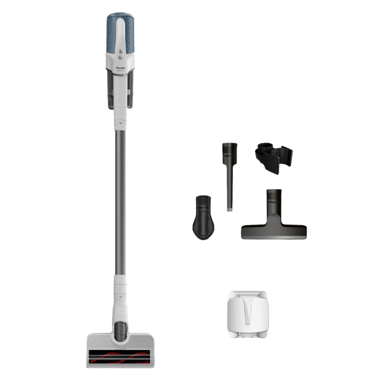 Aspirador vertical Miele Duoflex HX1 azul com acessórios.