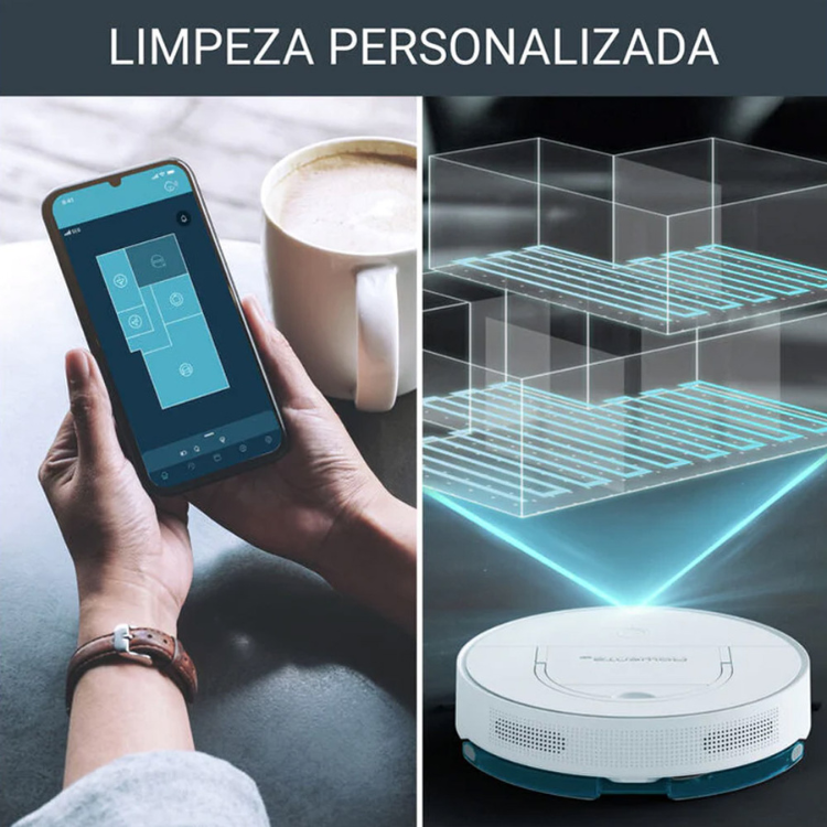 Aspirador robot Rowenta X-Plorer Serie 130 Branco com aplicação móvel para limpeza personalizada.