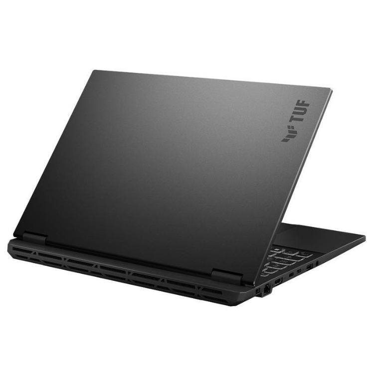Portátil Asus TUF Gaming A16, cinzento, 16 polegadas, aberto mostrando o teclado.